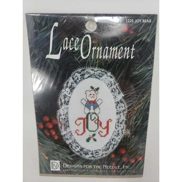 Lace Ornament Kits VTG 1992 Designs For The Needle Sealed NOS Santa Bear Home - Picture 10 of 15